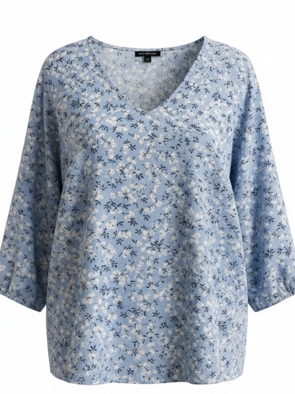 Mario Serrani Light Blue Floral V-Neck Tunic Top